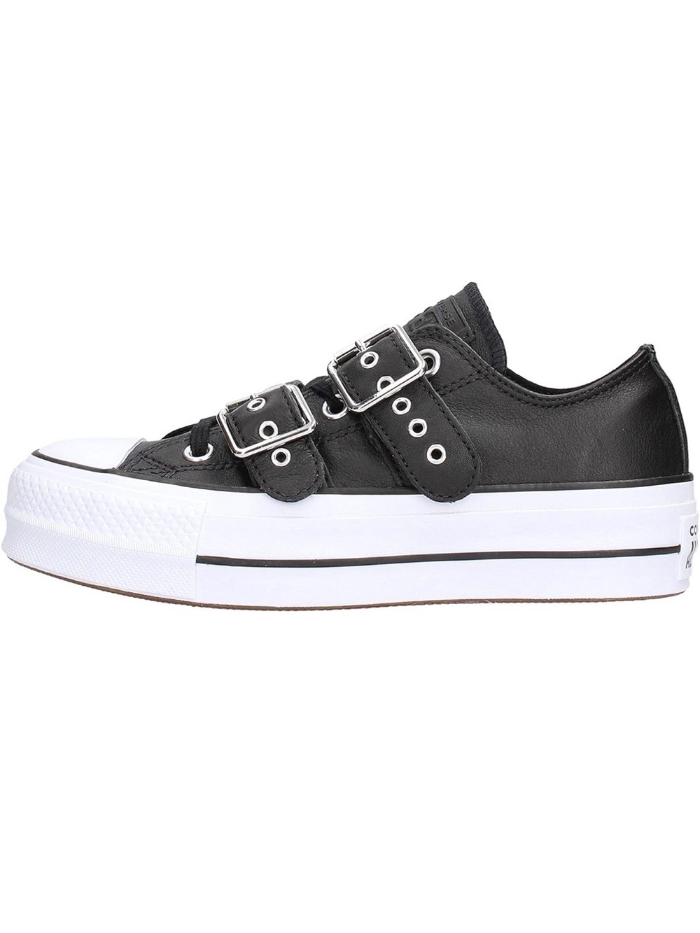 [US8]Converse Girl's Chuck Taylor CTAS Lift Buckle Ox Low-Top Sneakers Black